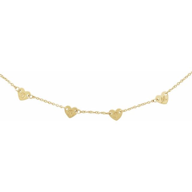 14K Yellow 4-Heart Engravable Family 16' Necklace