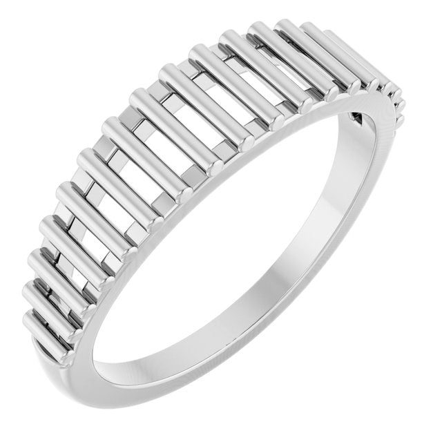 14K White Deco Cutout Ring