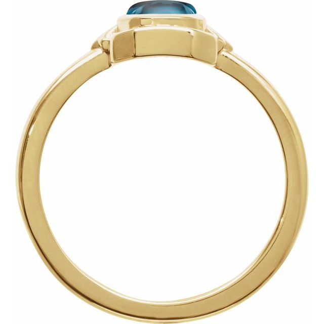 14k Yellow Natural London Blue Topaz Cabochon Ring