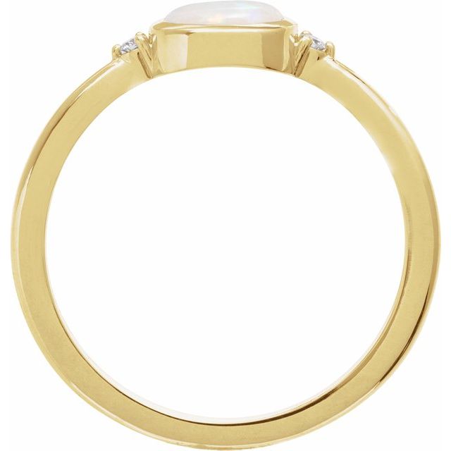 14K Yellow Natural White Opal & .03 CTW Natural Diamond Ring