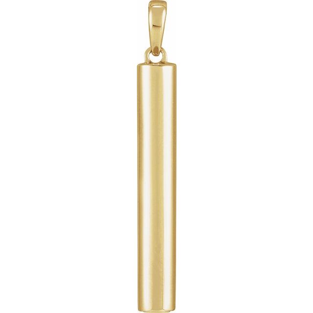14K Yellow Ash Holder Cylinder Bar Pendant