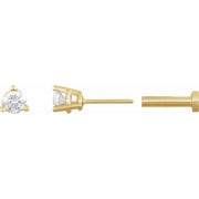 14K Yellow 1/10 CT Natural Diamond Press Fit Back Stud Earring