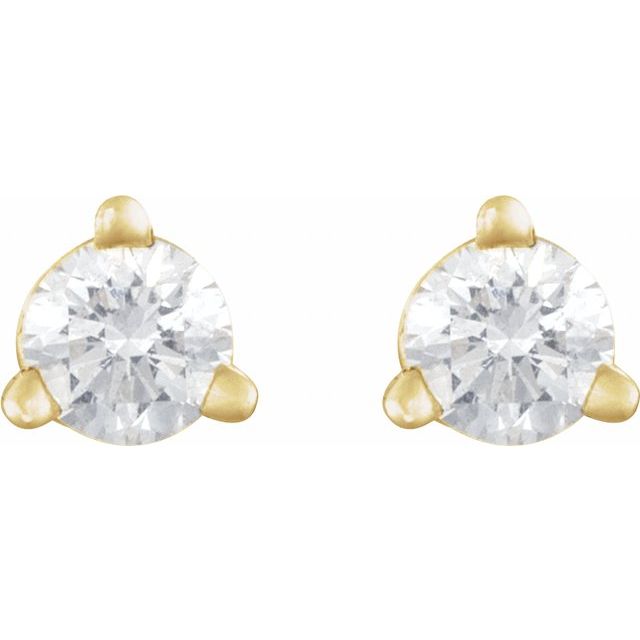 14K Yellow 1/10 CT Natural Diamond Press Fit Back Stud Earring