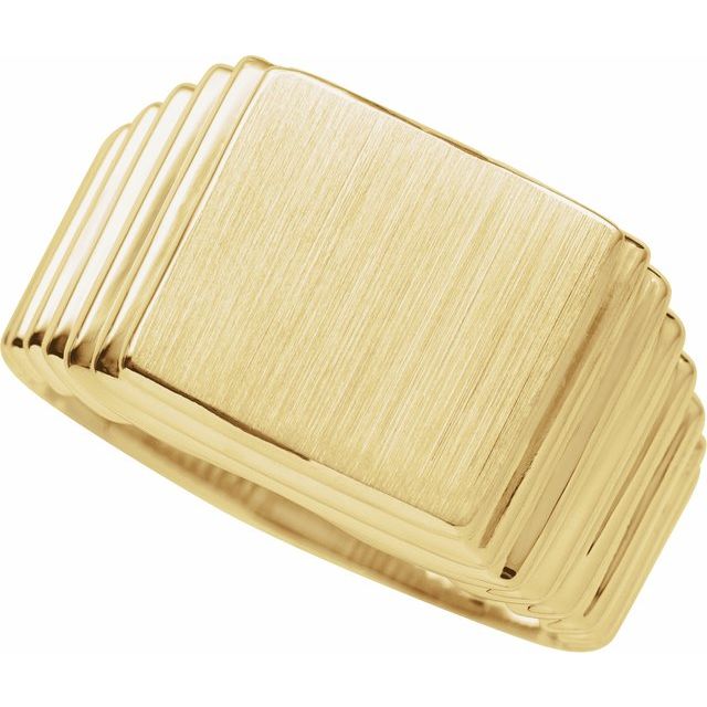 14K Yellow 14x13 mm Rectangle Signet Ring