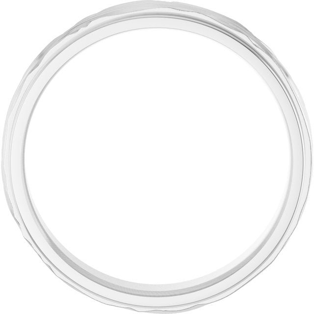 14K White 6 mm Alternative Texture Band Size 8.5