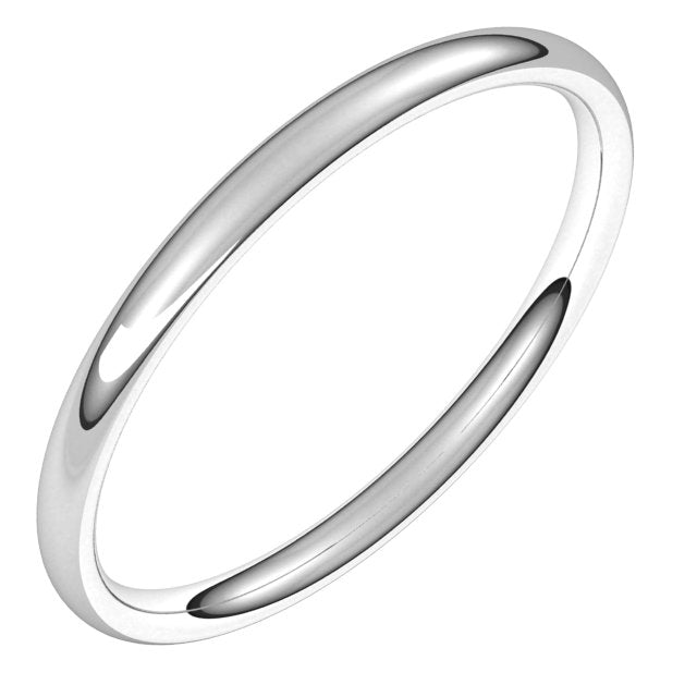 14K White 2 mm Comfort-Fit Lightweight European-Style Band Size 6.5
