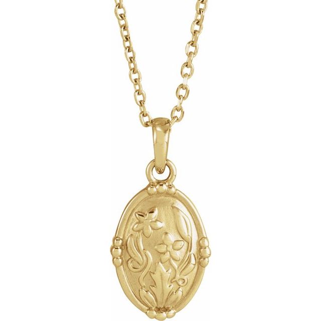14K Yellow Vintage-Inspired Floral 16-18' Necklace