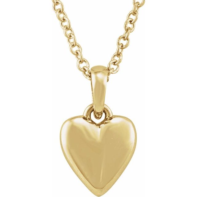 14K Yellow Youth Heart 15' Necklace