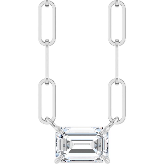 14K White 5/8 CT Lab-Grown Diamond Solitaire 18' Necklace