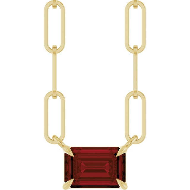 14K Yellow 6x4 mm Natural Mozambique Garnet Solitaire 18' Necklace