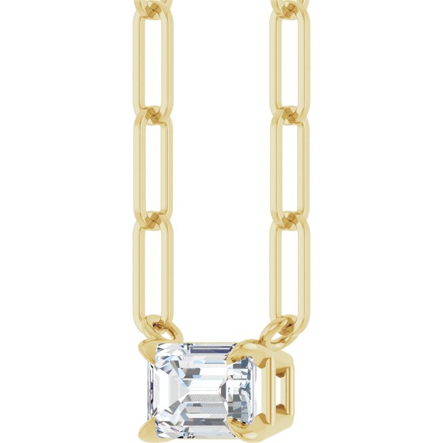 14K Yellow 5/8 CT Lab-Grown Diamond Solitaire 16' Necklace