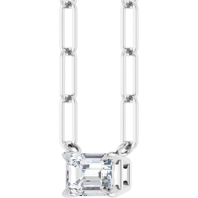 14K White 5/8 CT Lab-Grown Diamond Solitaire 18' Necklace