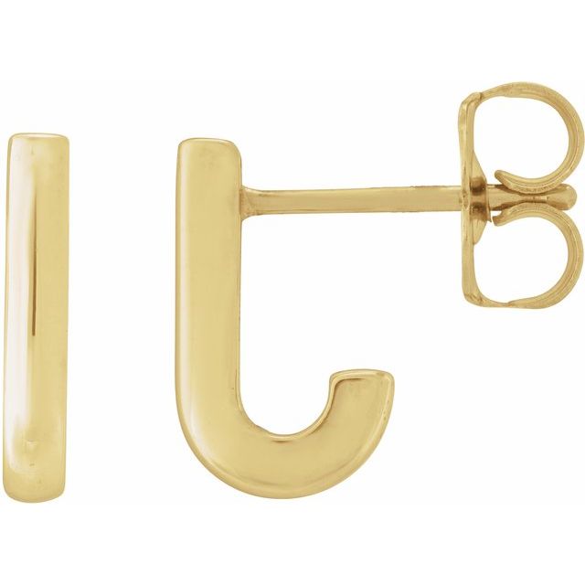 14K Yellow J-Hoop Earrings