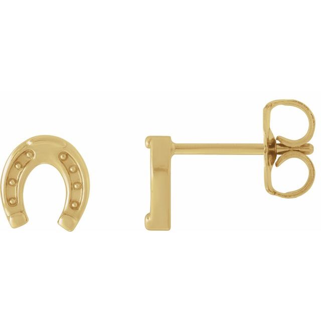 14K Yellow Horseshoe Earrings