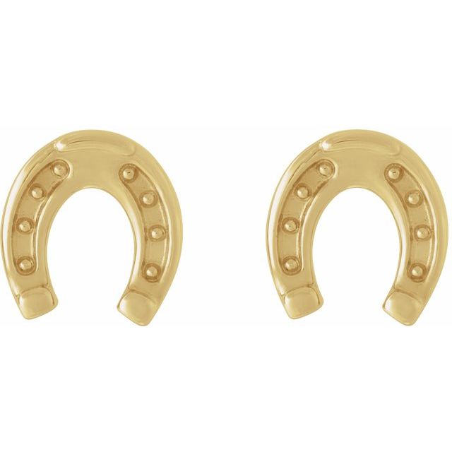 14K Yellow Horseshoe Earrings