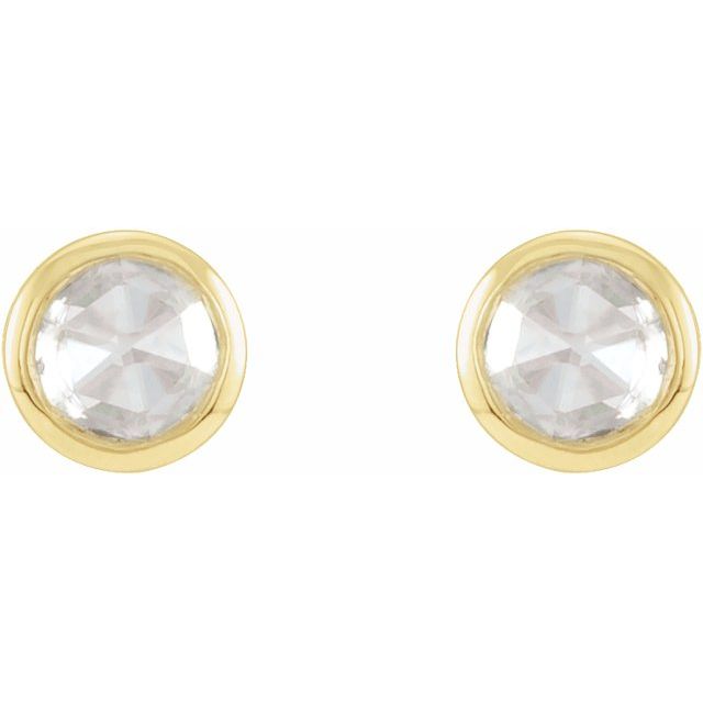 14K Yellow .03 CTW Rose-Cut Natural Diamond Bezel-Set Earrings