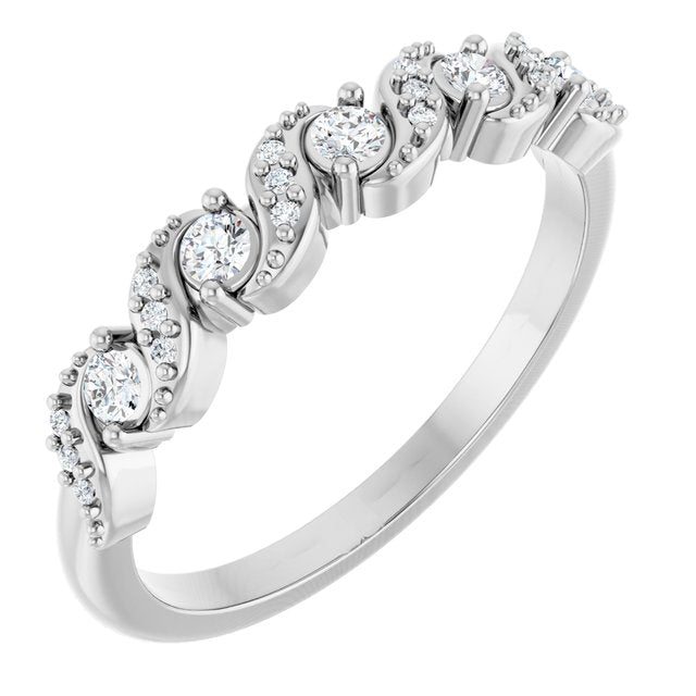 14K White 1/5 CTW Natural Diamond Five-Stone Anniversary Band