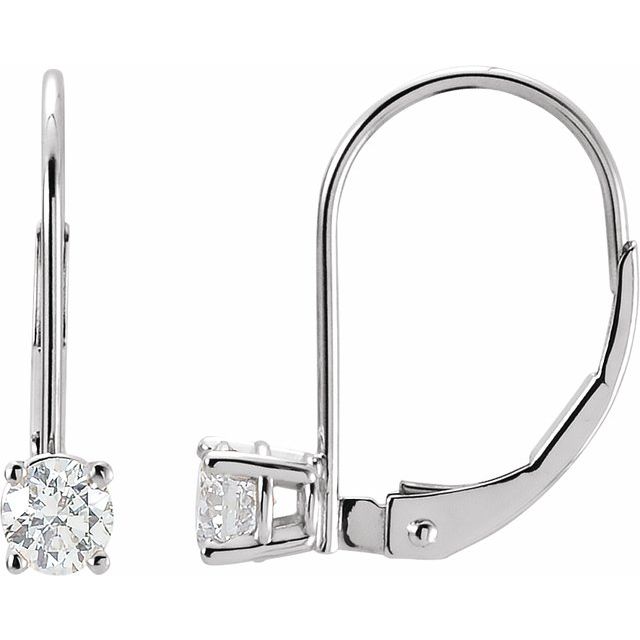 14k White 1/4 Ct Natural Diamond Earrings