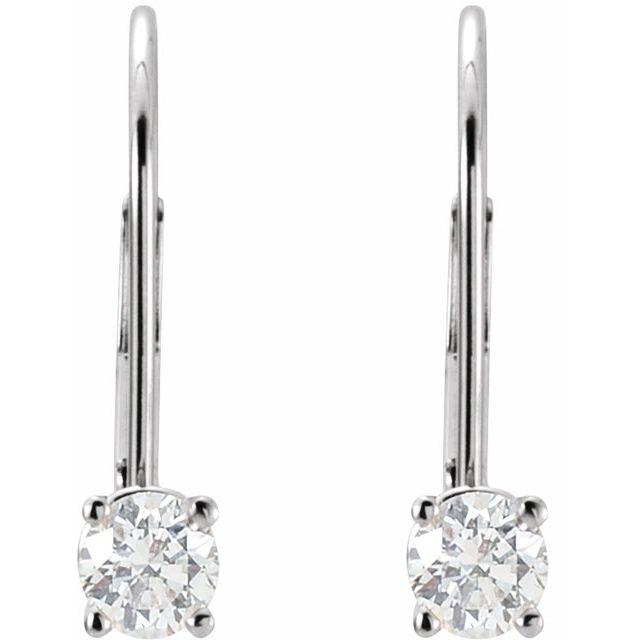 14k White 1/4 Ct Natural Diamond Earrings