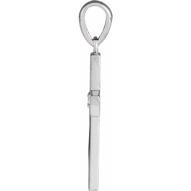 Sterling Silver .015 CT Natural Diamond Engravable Cross Pendant