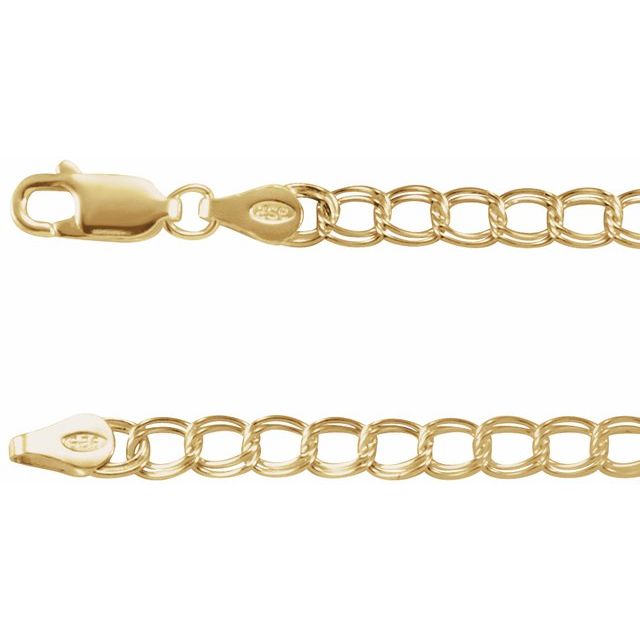 14K Yellow 4 mm Curb Charm 7' Chain
