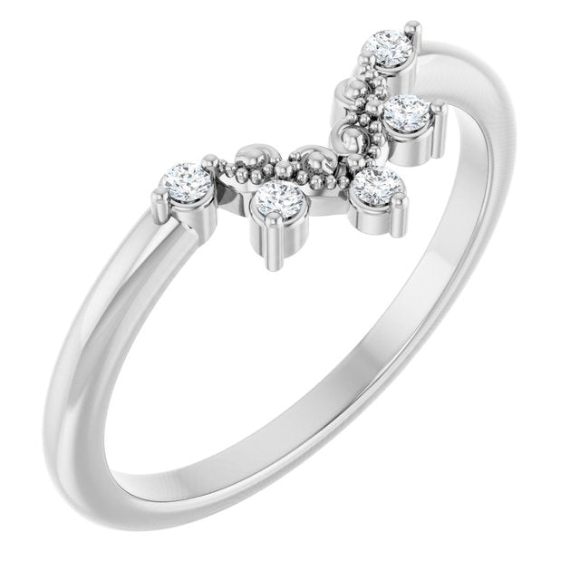 14K White Round 1.5mm .07 CTW Natural Diamond Accented Contour Band