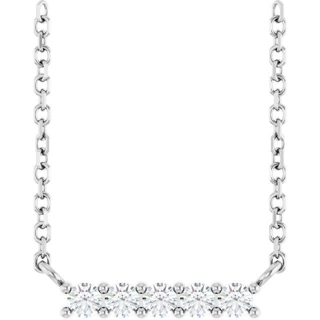 14K White Natural White Sapphire Bar 16' Necklace