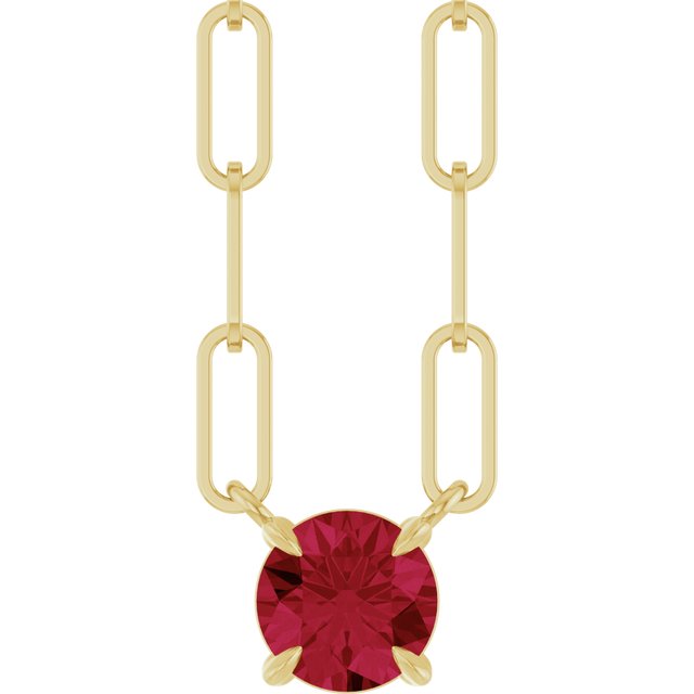 14K Yellow Lab-Grown Ruby 18' Necklace