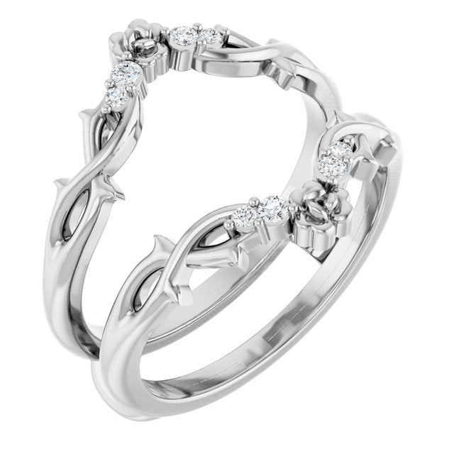 14K White .08 CTW Natural Diamond Ring Guard