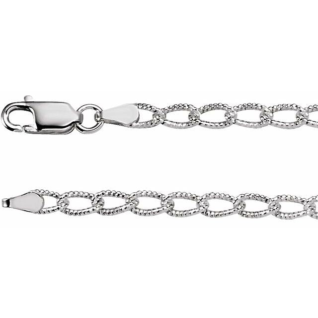 Sterling Silver 3 mm Curb 9.5' Chain