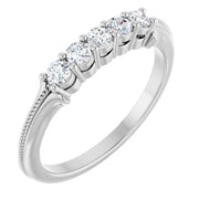 14K White 1/3 CTW Natural Diamond Five-Stone Anniversary Band