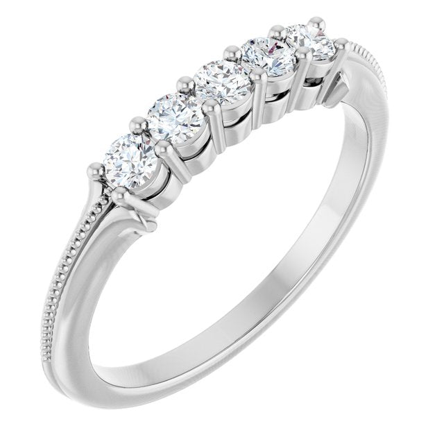 14K White 1/3 CTW Natural Diamond Five-Stone Anniversary Band