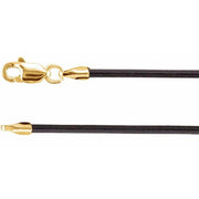 14K Yellow 1.5 mm Black Leather 18' Cord