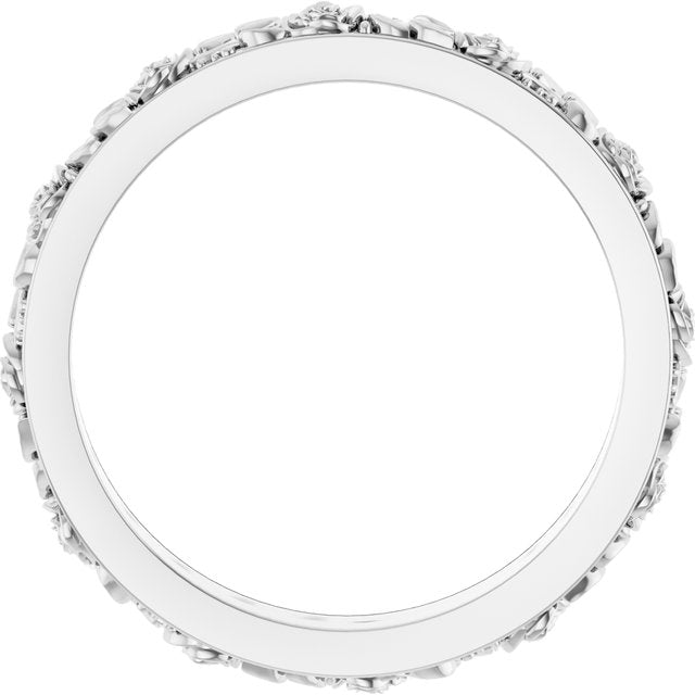 14K White 2.7 mm Floral Band Size 7