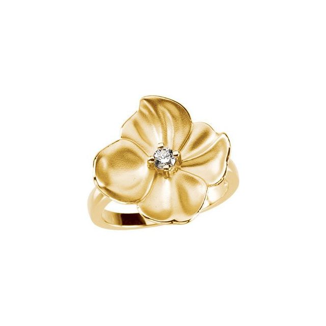 14K Yellow 1/10 CT Natural Diamond Flower Ring