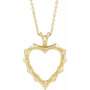 14K Yellow Bamboo Heart 16-18' Necklace