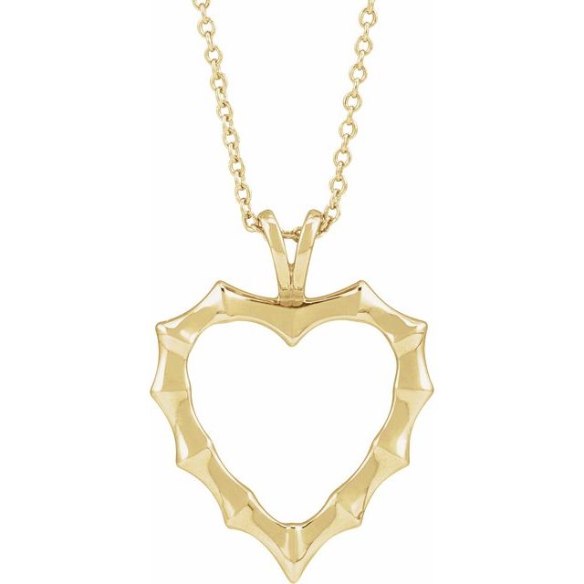 14K Yellow Bamboo Heart 16-18' Necklace