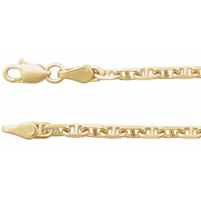 14K Yellow 2.6 mm Diamond-Cut Anchor 20' Chain