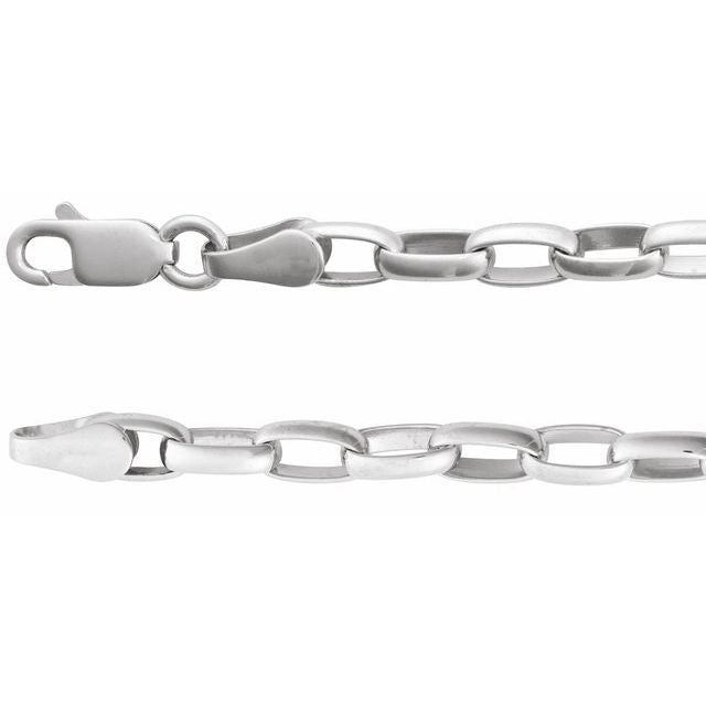 Sterling Silver 3.9 mm Puffed Oval Cable 7' Chain