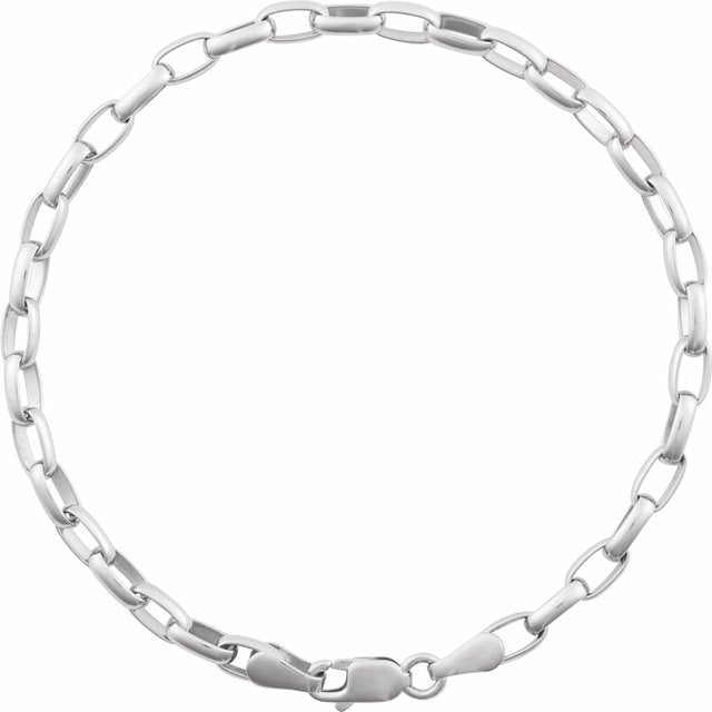 Sterling Silver 3.9 mm Puffed Oval Cable 7' Chain