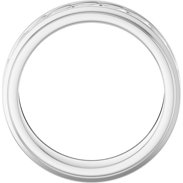 14K White 7 mm Patterned Band Size 10