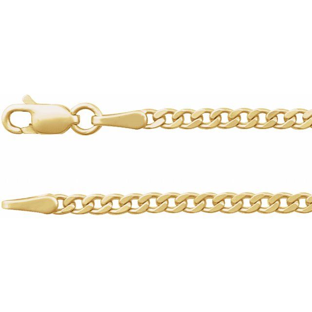 14K Yellow 2.35 mm Curb 18' Chain