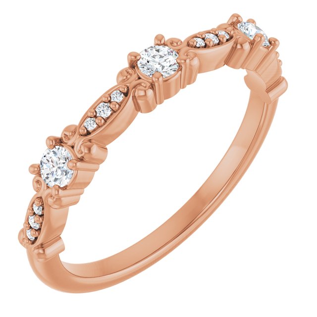 14K Rose 1/5 CTW Natural Diamond  Vintage-Inspired Anniversary Band