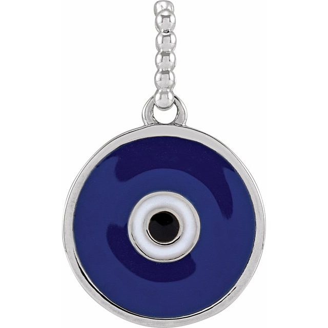Sterling Silver Blue Enamel Evil Eye Pendant