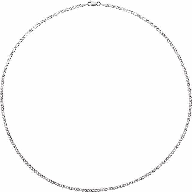 14K White 2.35 mm Curb 18' Chain