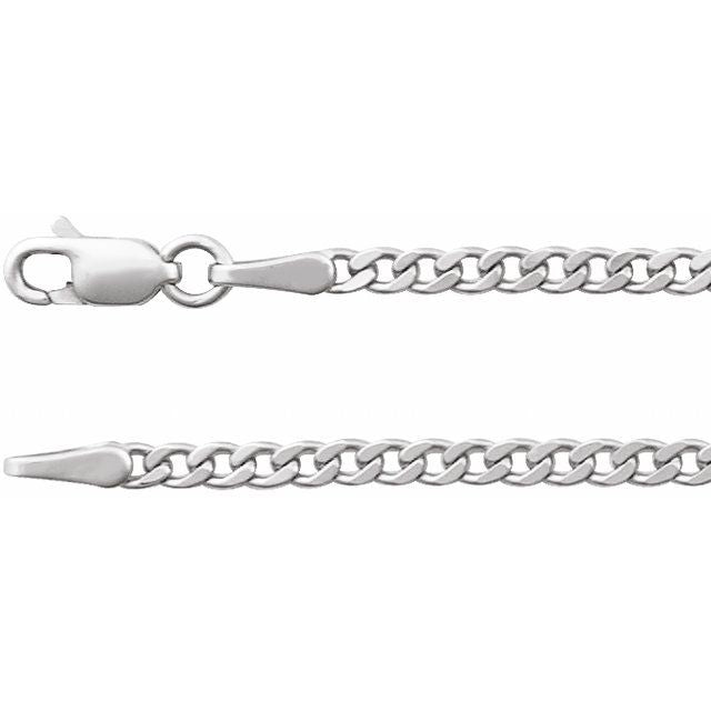 14K White 2.35 mm Curb 16' Chain