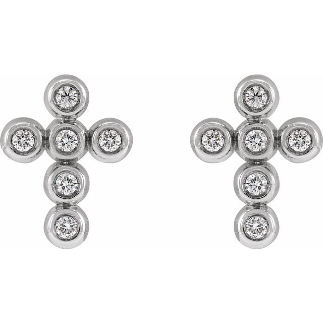 Sterling Silver Imitation Cubic Zirconia Cross Earrings