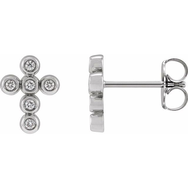 Sterling Silver Imitation Cubic Zirconia Cross Earrings