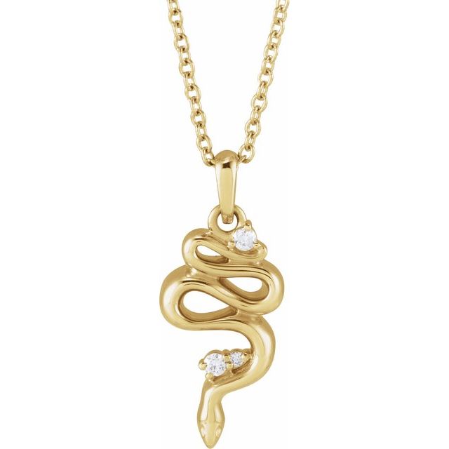 14K Yellow .03 CTW Natural Diamond Serpent 16-18' Necklace