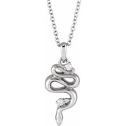 14K White .03 CTW Natural Diamond Serpent 16-18' Necklace